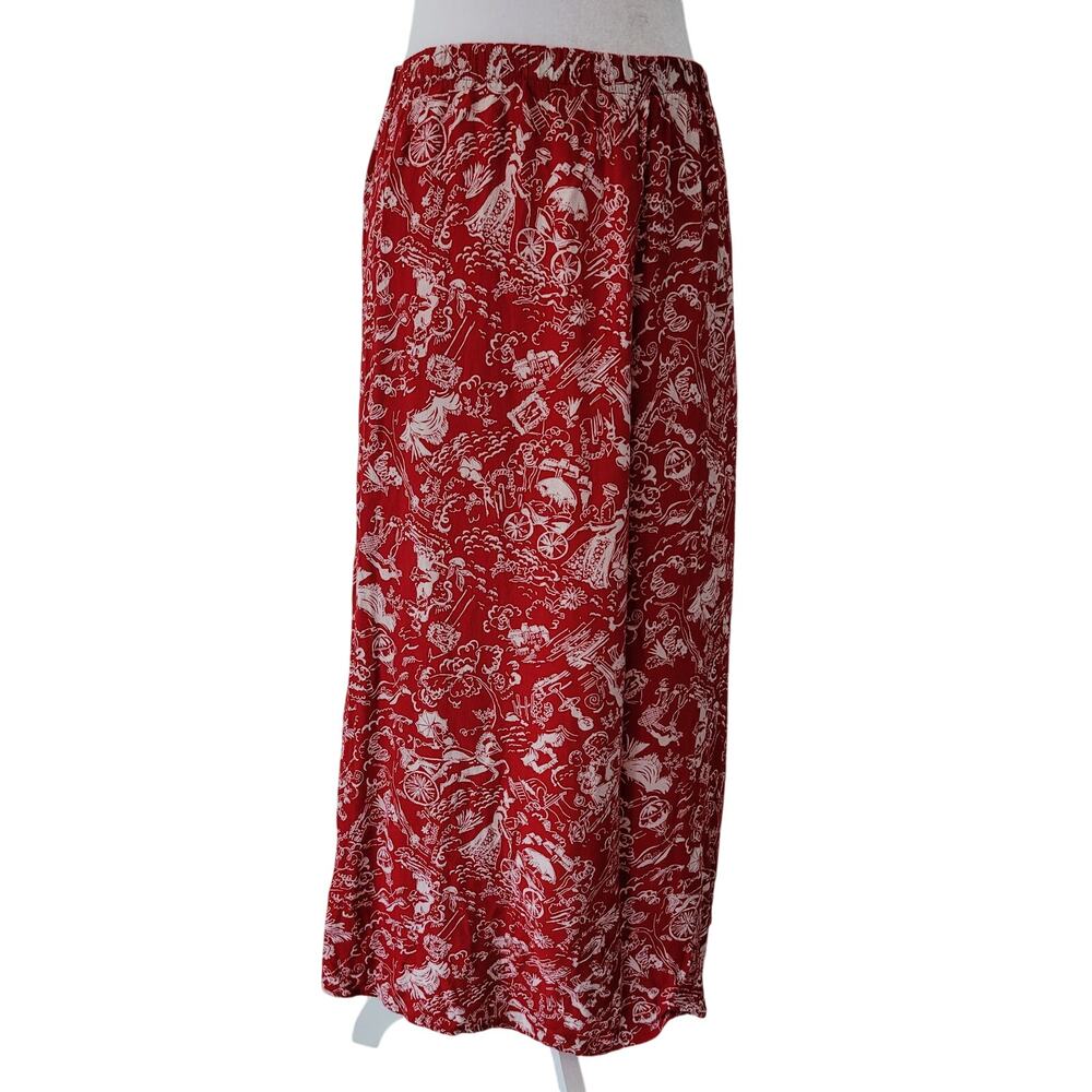 California Krush Size S Red Victorian Carriage Skirt Novelty Print Maxi‎